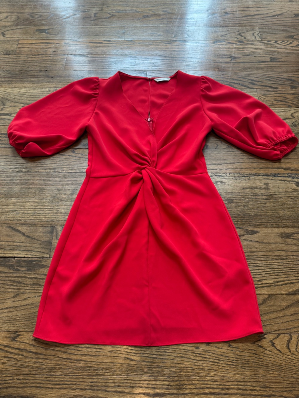 Amanda Uprichard Red Satin Twist Front Mini Dress Size M
